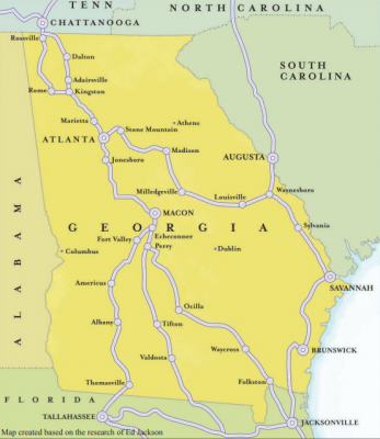 Map of Dixie Highway in GA