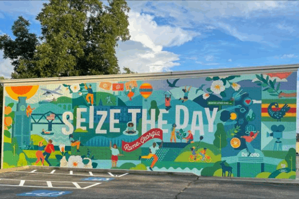 seize the day mural by rome colab