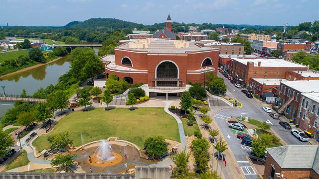 pedestrian bridge, forum, town green