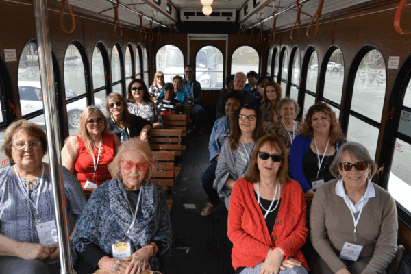 group of people on trolley