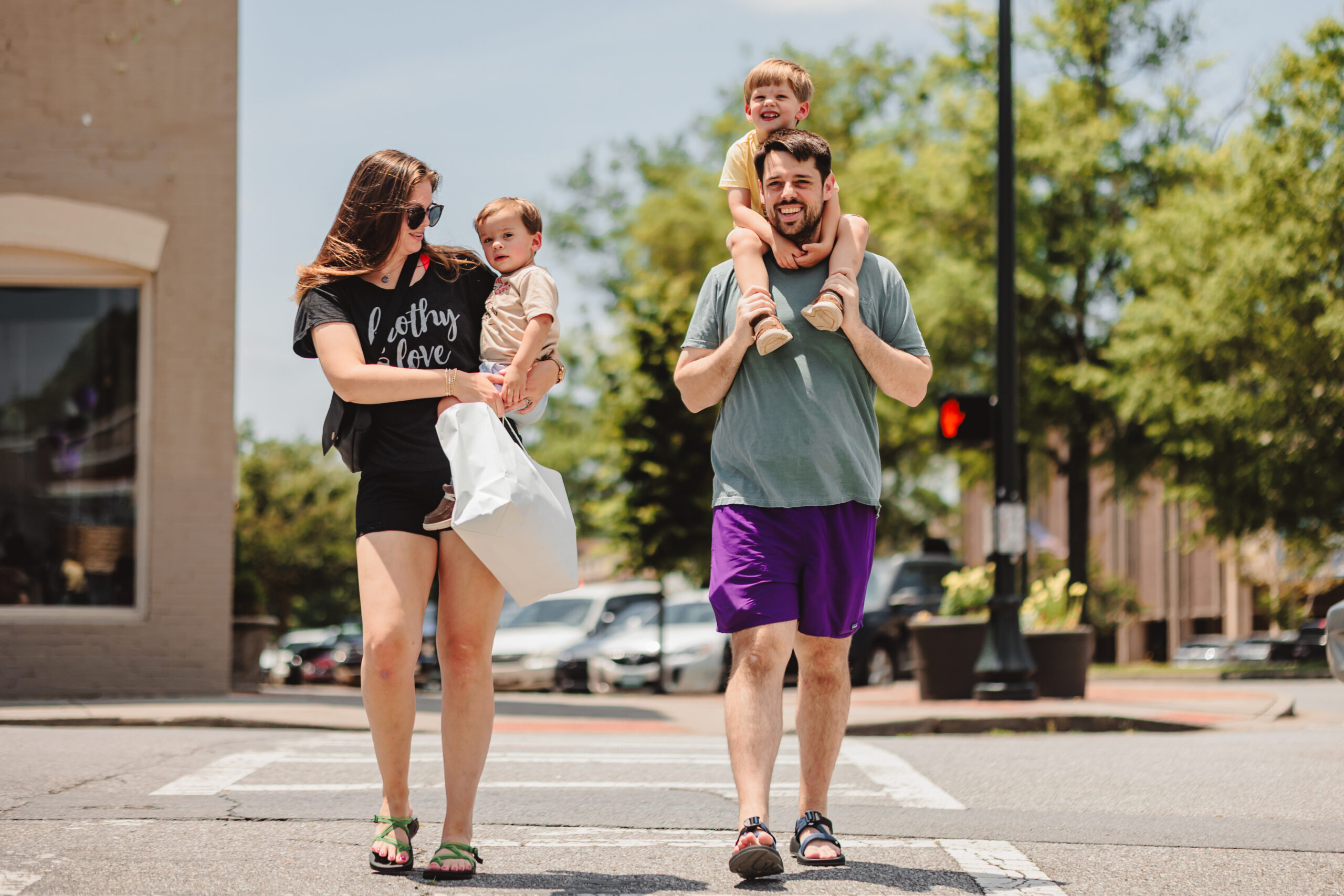 family on broad street downtown